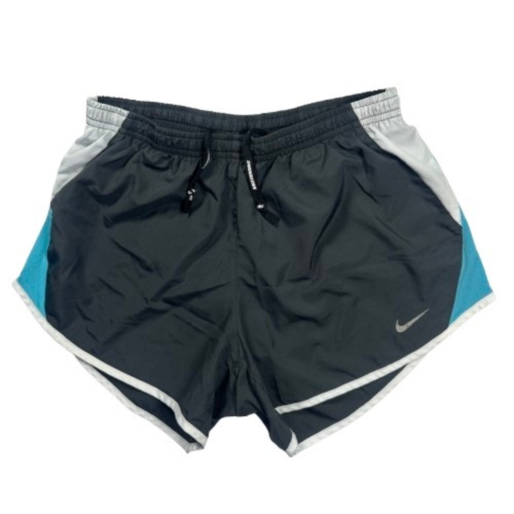 Nike Dri-FIT Running Shorts Womens Small Grey Teal White Athletic Gym Workout